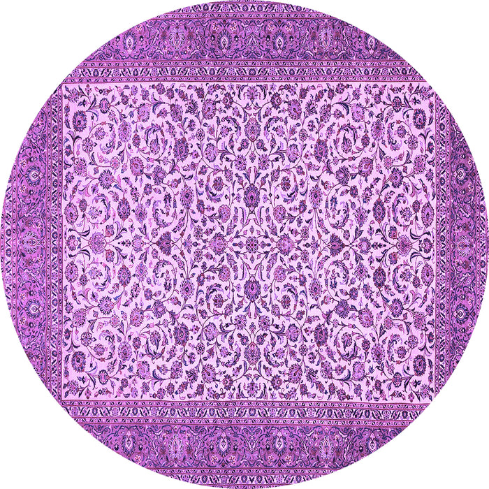 Round Machine Washable Persian Purple Traditional Area Rugs, wshtr447pur