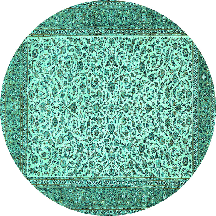 Round Persian Turquoise Traditional Rug, tr447turq