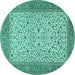 Round Persian Turquoise Traditional Rug, tr447turq