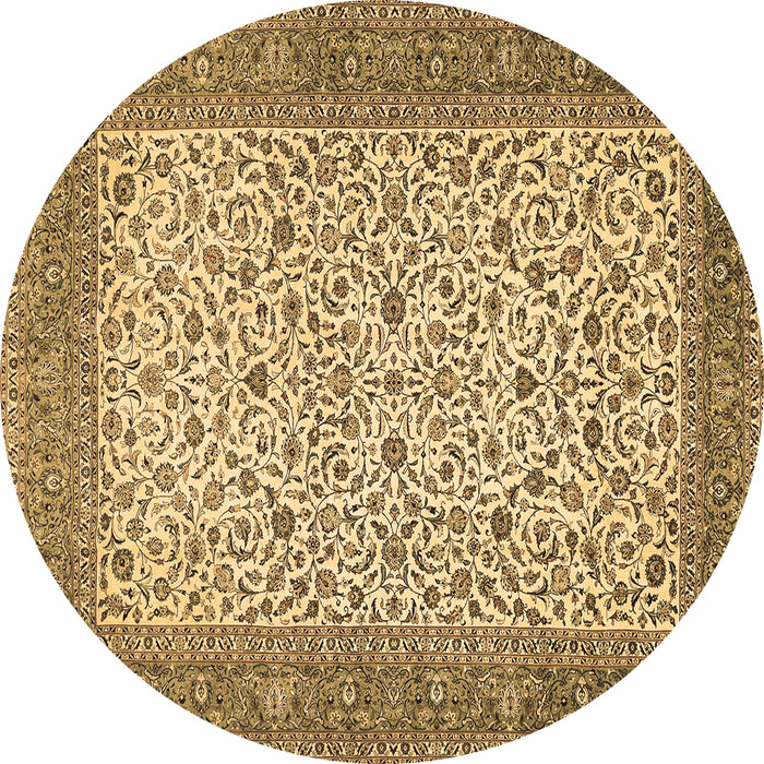 Round Machine Washable Persian Brown Traditional Rug, wshtr447brn