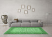 Machine Washable Persian Emerald Green Traditional Area Rugs in a Living Room,, wshtr447emgrn