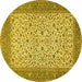 Round Machine Washable Persian Yellow Traditional Rug, wshtr447yw