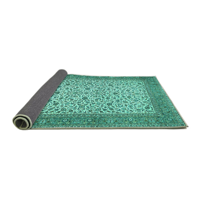 Sideview of Persian Turquoise Traditional Rug, tr447turq