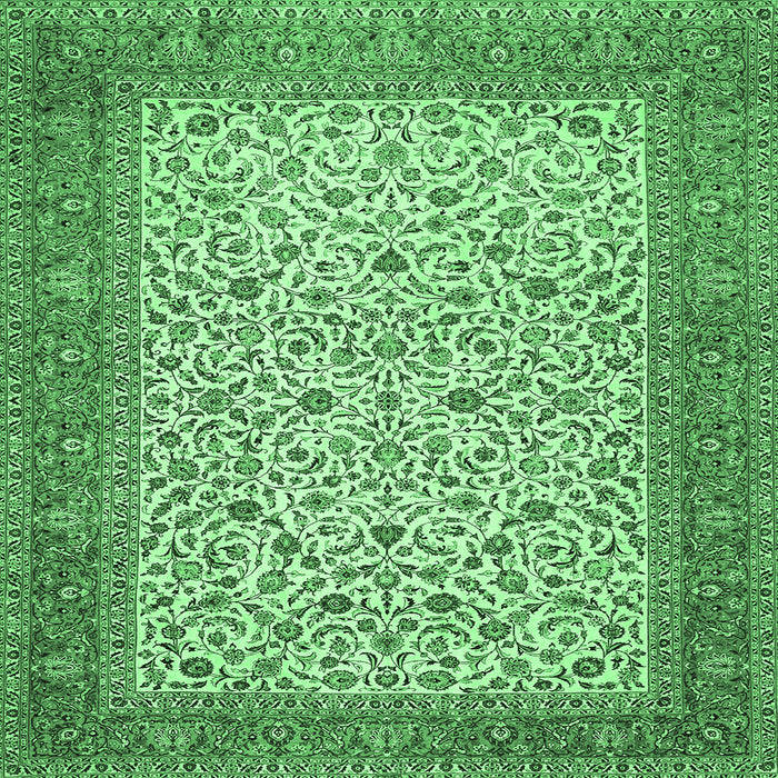 Square Machine Washable Persian Emerald Green Traditional Area Rugs, wshtr447emgrn