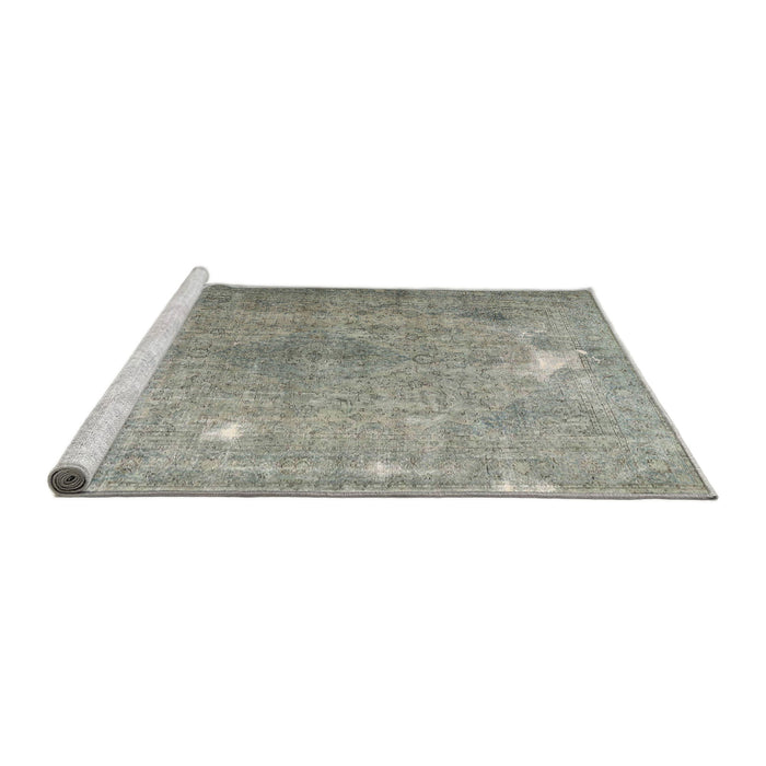 Sideview of Machine Washable Traditional Sage Green Rug, wshtr4480
