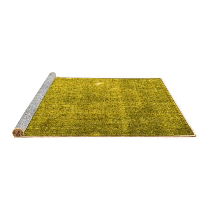 Sideview of Machine Washable Persian Yellow Traditional Rug, wshtr4480yw