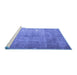 Sideview of Machine Washable Persian Blue Traditional Rug, wshtr4480blu