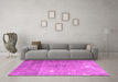 Machine Washable Persian Pink Traditional Rug in a Living Room, wshtr4480pnk