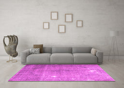 Machine Washable Persian Pink Traditional Rug in a Living Room, wshtr4480pnk