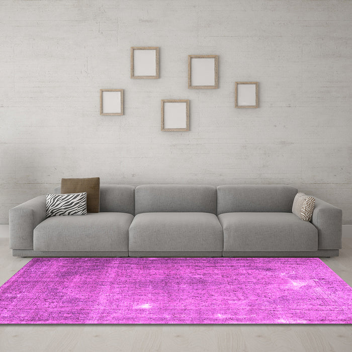 Machine Washable Persian Pink Traditional Rug in a Living Room, wshtr4480pnk
