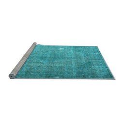 Sideview of Machine Washable Persian Light Blue Traditional Rug, wshtr4480lblu