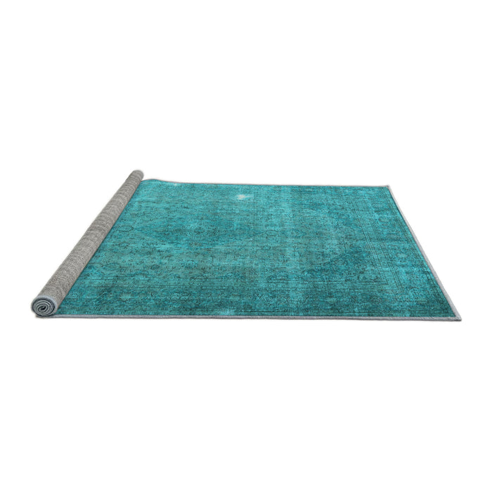 Sideview of Machine Washable Persian Light Blue Traditional Rug, wshtr4480lblu