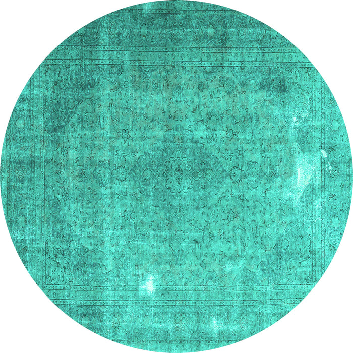 Round Persian Turquoise Traditional Rug, tr4480turq