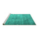 Sideview of Machine Washable Persian Turquoise Traditional Area Rugs, wshtr4480turq