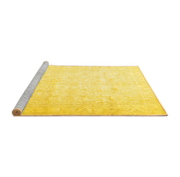 Sideview of Machine Washable Persian Yellow Traditional Rug, wshtr4481yw