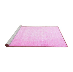 Sideview of Machine Washable Persian Pink Traditional Rug, wshtr4481pnk