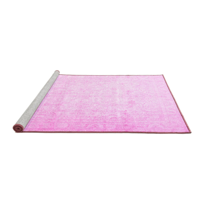 Sideview of Machine Washable Persian Pink Traditional Rug, wshtr4481pnk