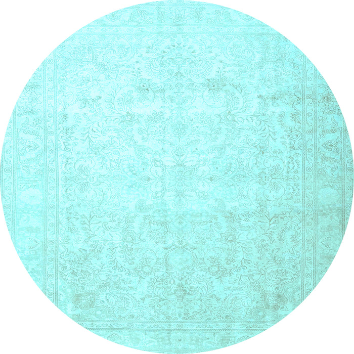 Round Machine Washable Persian Light Blue Traditional Rug, wshtr4481lblu
