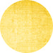 Round Machine Washable Persian Yellow Traditional Rug, wshtr4481yw