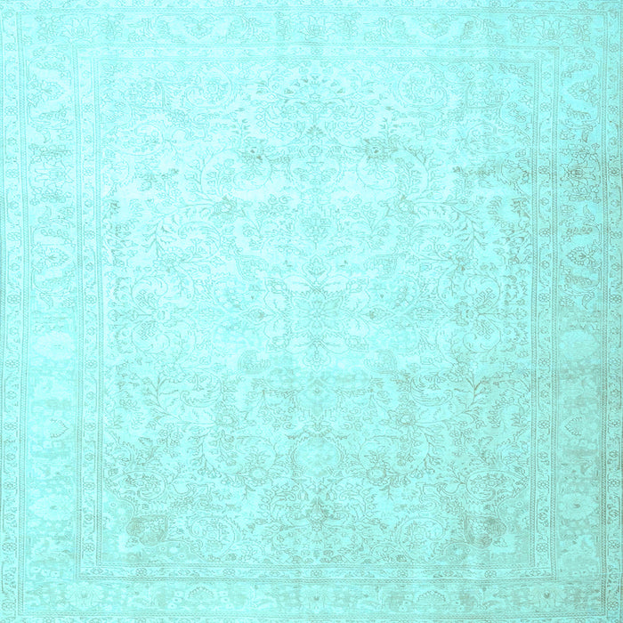 Square Machine Washable Persian Light Blue Traditional Rug, wshtr4481lblu