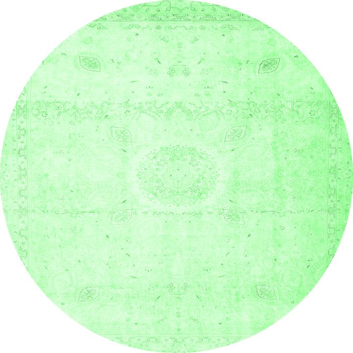 Round Persian Emerald Green Traditional Rug, tr4482emgrn