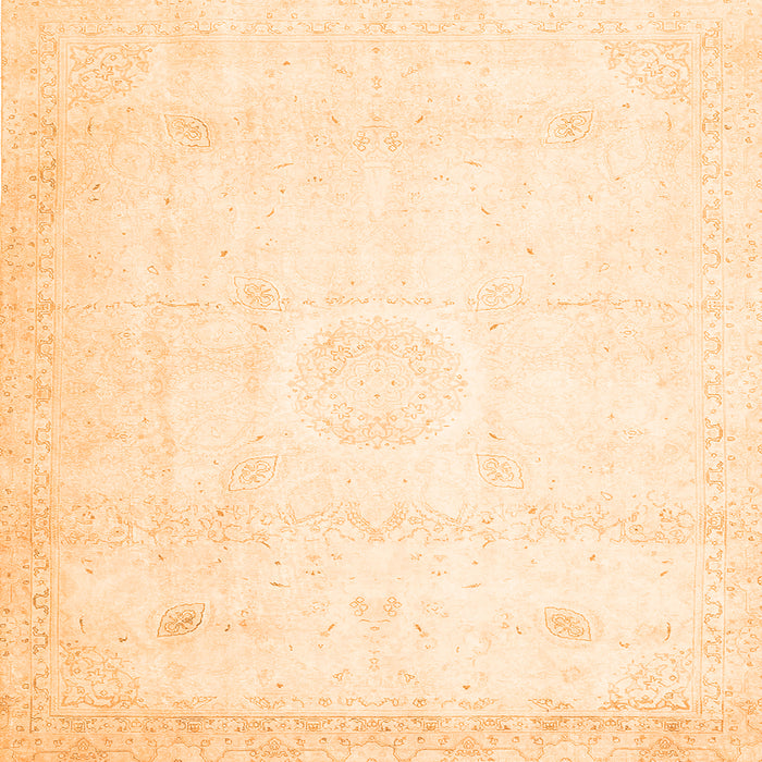 Round Machine Washable Persian Orange Traditional Area Rugs, wshtr4482org