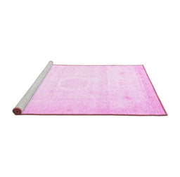 Sideview of Machine Washable Persian Pink Traditional Rug, wshtr4482pnk
