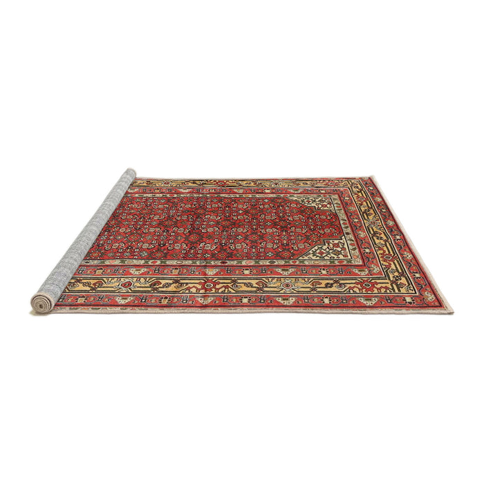 Sideview of Machine Washable Traditional Light Copper Gold Rug, wshtr4483