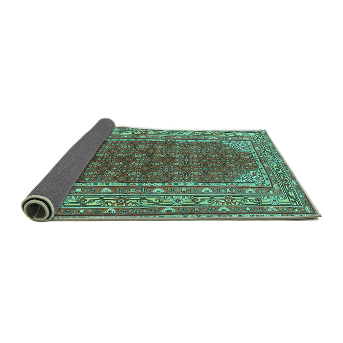 Sideview of Persian Turquoise Traditional Rug, tr4483turq