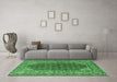 Machine Washable Persian Emerald Green Traditional Area Rugs in a Living Room,, wshtr4483emgrn