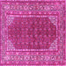 Square Machine Washable Persian Pink Traditional Rug, wshtr4483pnk