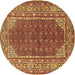 Round Persian Brown Traditional Rug, tr4483brn