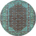 Round Persian Light Blue Traditional Rug, tr4483lblu