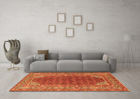 Machine Washable Persian Orange Traditional Rug, wshtr4483org