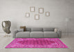 Machine Washable Persian Pink Traditional Rug in a Living Room, wshtr4483pnk