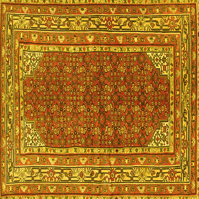 Square Machine Washable Persian Yellow Traditional Rug, wshtr4483yw