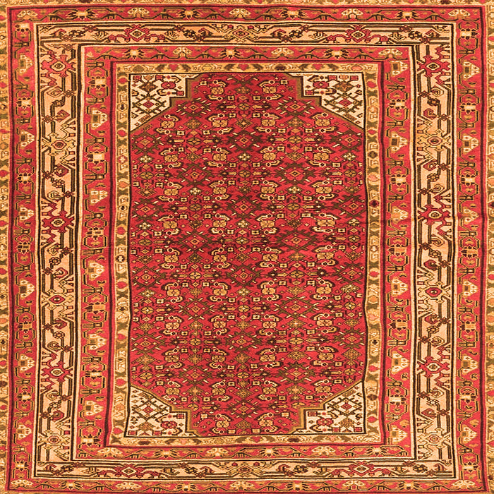 Round Machine Washable Persian Orange Traditional Area Rugs, wshtr4483org