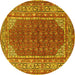 Round Persian Yellow Traditional Rug, tr4483yw