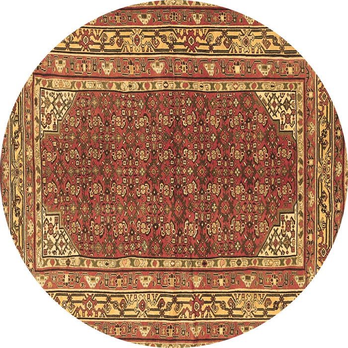 Round Machine Washable Persian Brown Traditional Rug, wshtr4483brn
