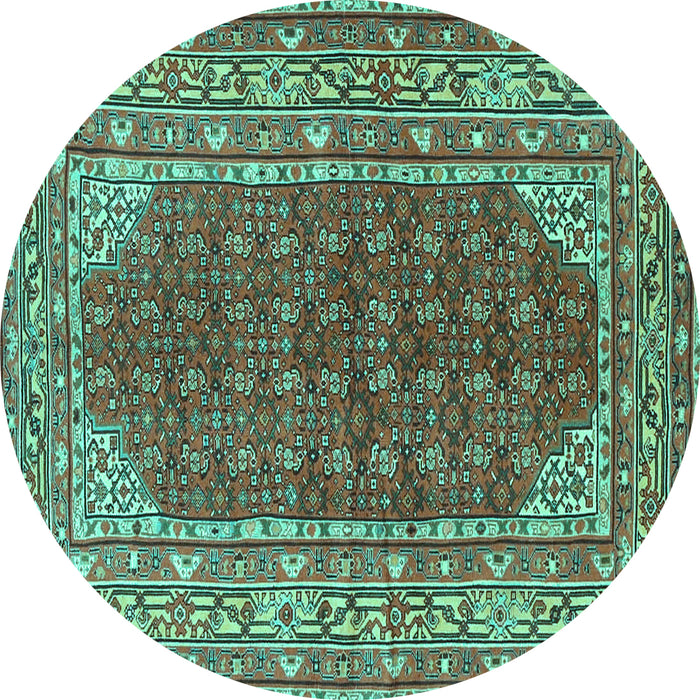 Round Persian Turquoise Traditional Rug, tr4483turq
