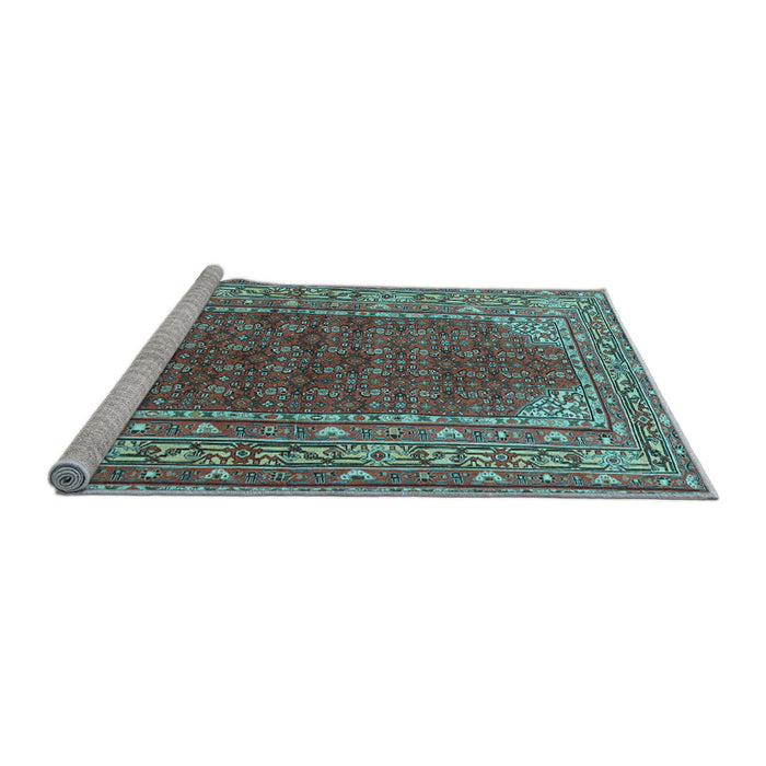 Sideview of Machine Washable Persian Light Blue Traditional Rug, wshtr4483lblu