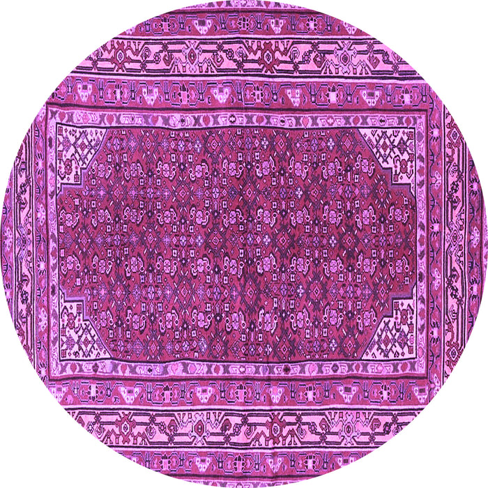 Round Machine Washable Persian Purple Traditional Area Rugs, wshtr4483pur