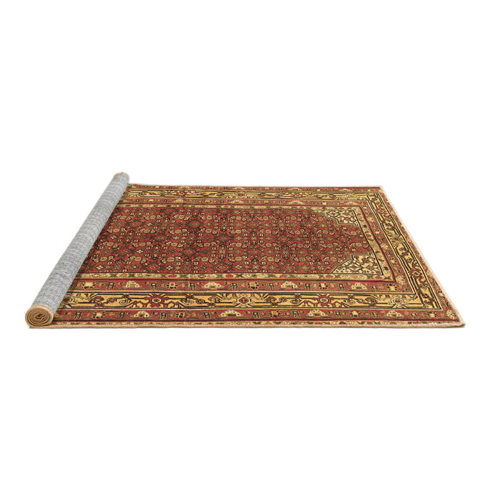 Sideview of Machine Washable Persian Brown Traditional Rug, wshtr4483brn