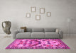 Machine Washable Persian Pink Traditional Rug in a Living Room, wshtr4484pnk