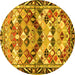 Round Machine Washable Persian Yellow Traditional Rug, wshtr4484yw