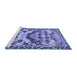 Sideview of Machine Washable Persian Blue Traditional Rug, wshtr4484blu