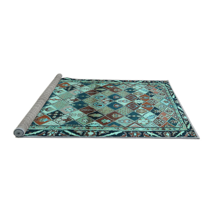 Sideview of Machine Washable Persian Light Blue Traditional Rug, wshtr4484lblu