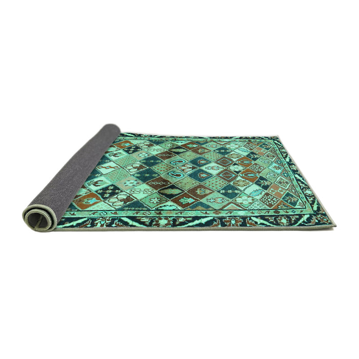 Sideview of Persian Turquoise Traditional Rug, tr4484turq