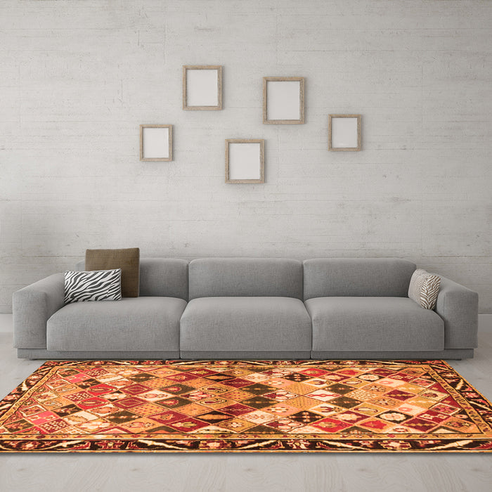 Machine Washable Persian Orange Traditional Area Rugs in a Living Room, wshtr4484org