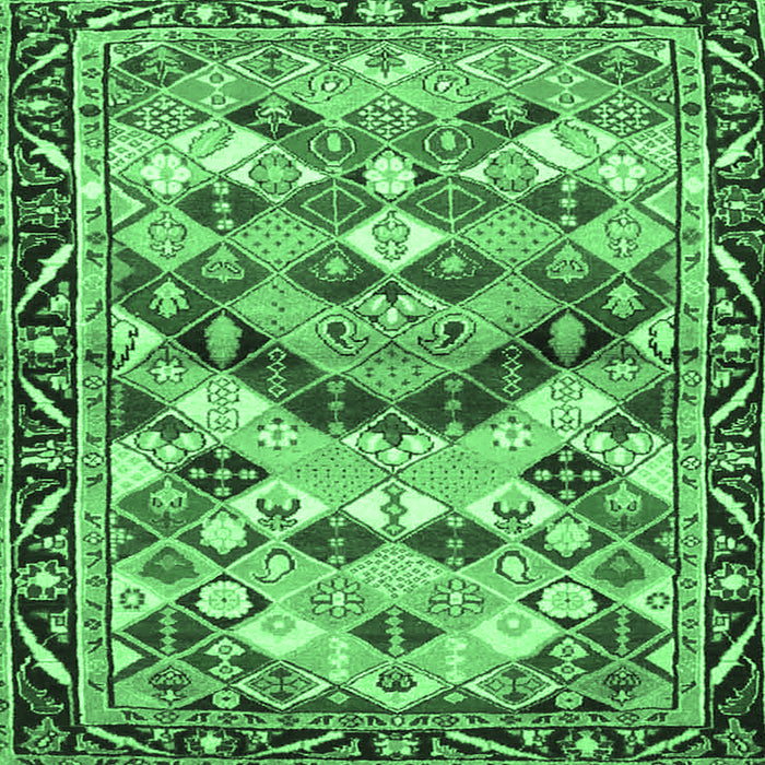 Square Machine Washable Persian Emerald Green Traditional Area Rugs, wshtr4484emgrn